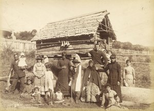 Maori Kaik - Akoroa, cca 1884 (albumenový tisk)